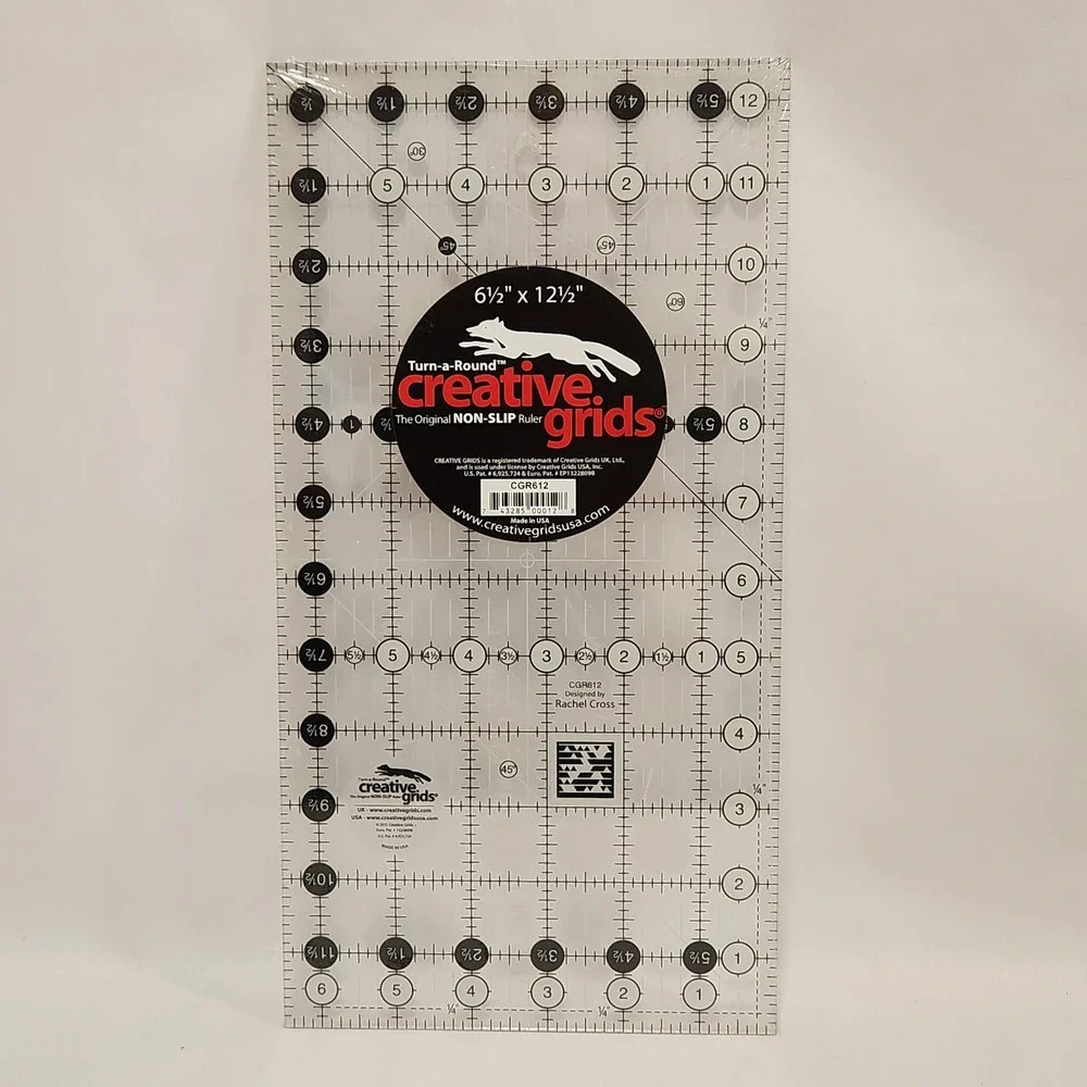 Creative Grids 6.5 x 12.5 Inch Non-Slip‎ Quilting Ruler CGR612 Turn-a-Round USA